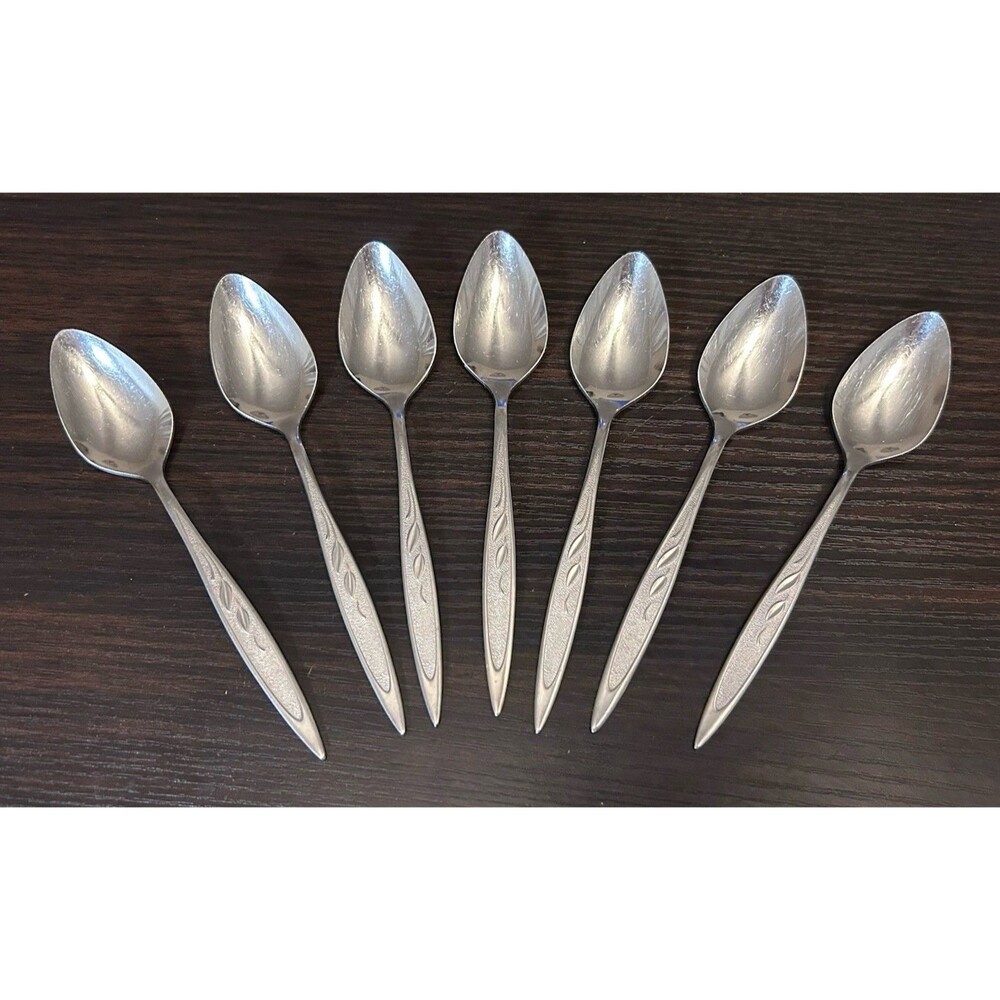 7 Demi Demitasse Spoons Oneida ROYAL HARVEST Wm A Rogers Premier Stainless LOT